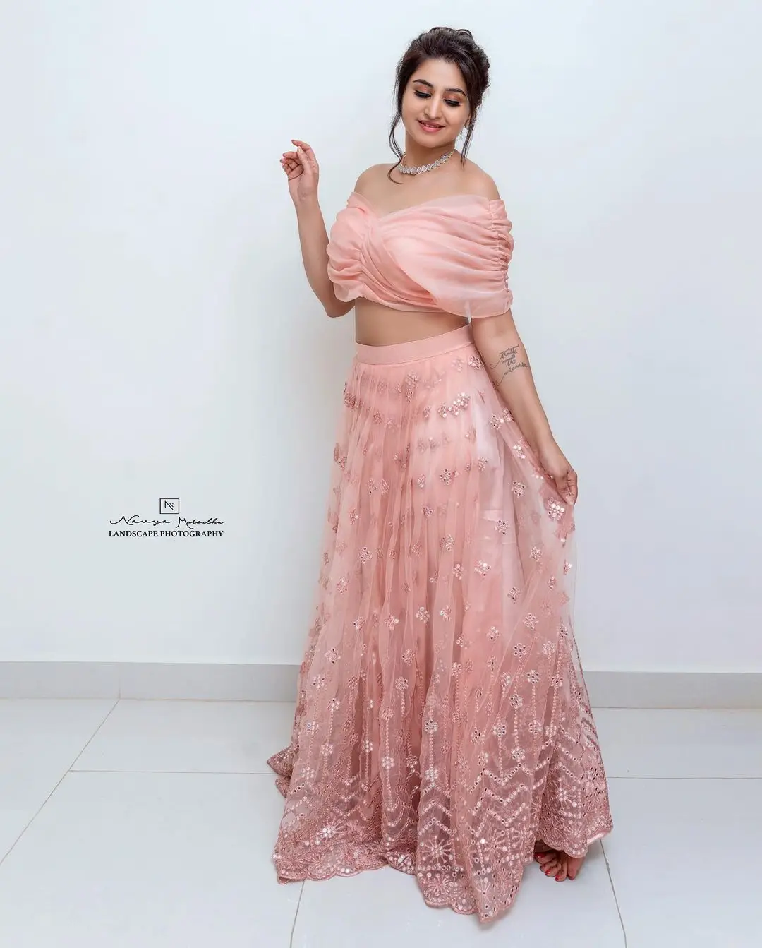 Varshini Sounderajan Wearing Pink Lehenga Choli